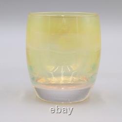 Glassybaby Soul Hand Blown Glass Votive Candle Holder Iridescent Yellow 1335