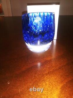 Glassybaby Survivor Blue Votive Hand Blown Art Glass Candle Holder NIB