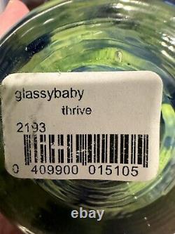 Glassybaby THRIVE Votive Blue Green Glittery Seahawks Limited Edition