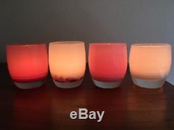 Glassybaby Tea Light Candle Holder Set of 4 Petal, Cherish, Peony, Sweetheart