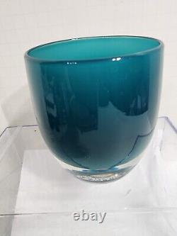 Glassybaby Teal Blue Votive Candle Holder Hand Blown Glassy Baby