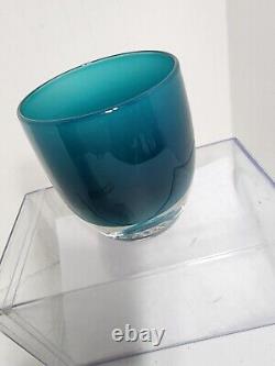 Glassybaby Teal Blue Votive Candle Holder Hand Blown Glassy Baby