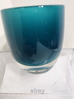 Glassybaby Teal Blue Votive Candle Holder Hand Blown Glassy Baby