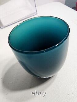 Glassybaby Teal Blue Votive Candle Holder Hand Blown Glassy Baby