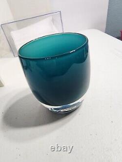 Glassybaby Teal Blue Votive Candle Holder Hand Blown Glassy Baby