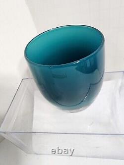 Glassybaby Teal Blue Votive Candle Holder Hand Blown Glassy Baby