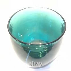 Glassybaby Votive Candle Holder Iridescent Teal Blue Green White Stripe 2020 CAY