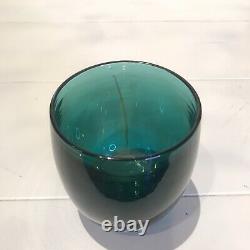 Glassybaby Votive Candle Holder Iridescent Teal Blue Green White Stripe 2020 CAY