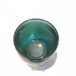 Glassybaby Votive Candle Holder Iridescent Teal Blue Green White Stripe 2020 CAY