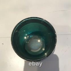 Glassybaby Votive Candle Holder Iridescent Teal Blue Green White Stripe 2020 CAY