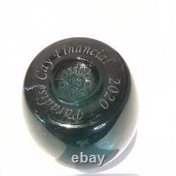 Glassybaby Votive Candle Holder Iridescent Teal Blue Green White Stripe 2020 CAY