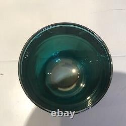 Glassybaby Votive Candle Holder Iridescent Teal Blue Green White Stripe 2020 CAY