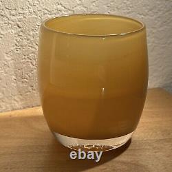 Glassybaby Votive Candle Holder pre-triskelion tan caramel cream yellow stripe