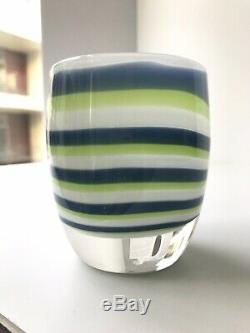 Glassybaby candle holder GRIT Green Blue NEW Retired 2016 Seattle Seahawks