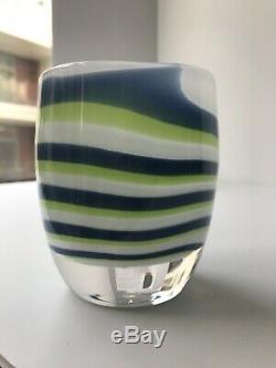 Glassybaby candle holder GRIT Green Blue NEW Retired 2016 Seattle Seahawks