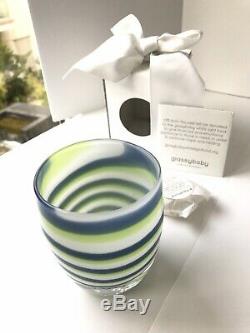 Glassybaby candle holder GRIT Green Blue NEW Retired 2016 Seattle Seahawks