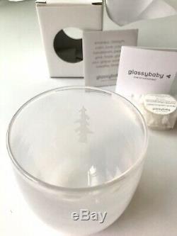 Glassybaby candle votive holder SENTINEL etched tree holiday white RETIRED