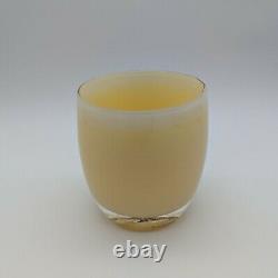 Glassybaby pre-triskelion Angel #355 soft yellow hand blown candle votive holder