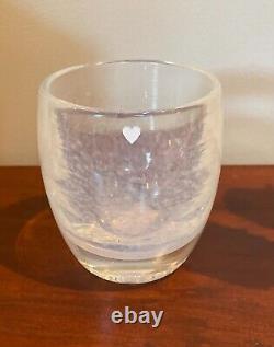 Glassybaby, white, HUMBLE HEART, limited edition handblown candle votive holder