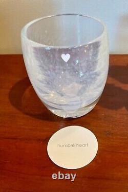 Glassybaby, white, HUMBLE HEART, limited edition handblown candle votive holder