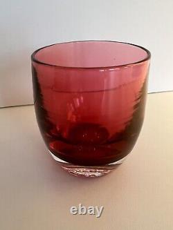 GlassybabyTrue Love CranberryRedWineClear Votive Candle Holder RetiredNEW