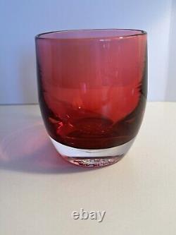 GlassybabyTrue Love CranberryRedWineClear Votive Candle Holder RetiredNEW