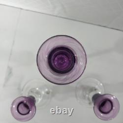 Gler Berquik handmade in Iceland Glass 3 piece Candlestick set clear/purple