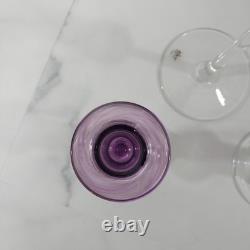 Gler Berquik handmade in Iceland Glass 3 piece Candlestick set clear/purple