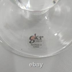 Gler Berquik handmade in Iceland Glass 3 piece Candlestick set clear/purple