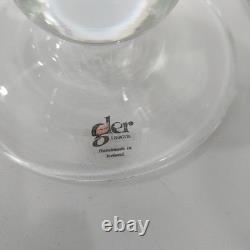 Gler Berquik handmade in Iceland Glass 3 piece Candlestick set clear/purple