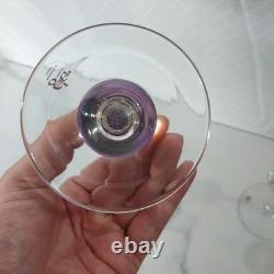 Gler Berquik handmade in Iceland Glass 3 piece Candlestick set clear/purple
