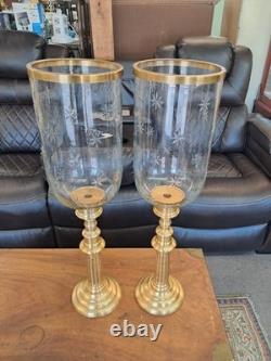 Global Views Estate Hurricane Candle holders Etched Starburst Glass Globe