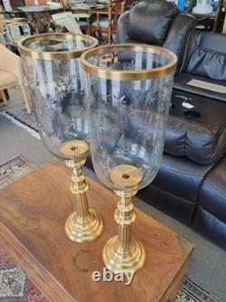 Global Views Estate Hurricane Candle holders Etched Starburst Glass Globe