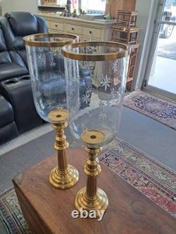 Global Views Estate Hurricane Candle holders Etched Starburst Glass Globe