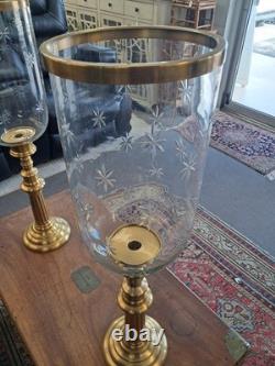 Global Views Estate Hurricane Candle holders Etched Starburst Glass Globe