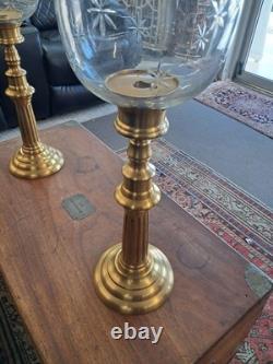Global Views Estate Hurricane Candle holders Etched Starburst Glass Globe