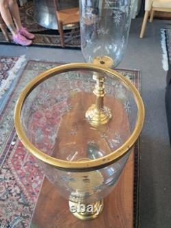 Global Views Estate Hurricane Candle holders Etched Starburst Glass Globe