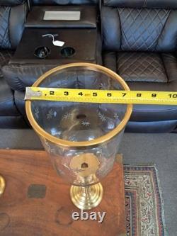 Global Views Estate Hurricane Candle holders Etched Starburst Glass Globe