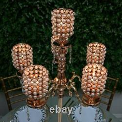 Gold 56 or 36 Candelabra CANDLE HOLDER Centerpiece Crystal Chains Party Home