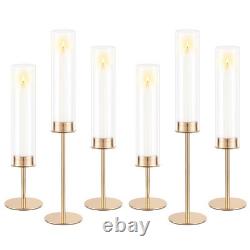 Gold Candle Holders Set of 6 for Glass Taper Candle Holders, Hurricane Candles Gold Candle Holders Set of 6 for Glass Taper Candle Holders, Hurricane Candles