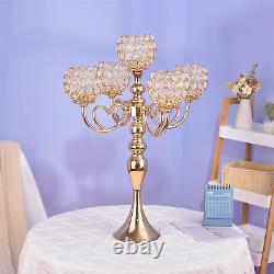 Gold Crystal Candle Holders 5 Arm Candelabra Centerpiece for Wedding Table Decor