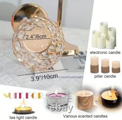 Gold Crystal Candle Holders, Pillar Candlestis for Table