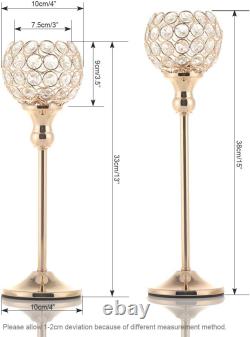 Gold Crystal Candle Holders, Pillar Candlestis for Table
