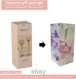 Gold Crystal Candle Holders, Pillar Candlestis for Table