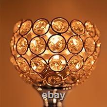 Gold Crystal Candle Holders, Pillar Candlestis for Table