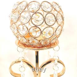 Gold Fortune Crystal Candle Holders Stand with 3 Candelabras for Coffee Table Li