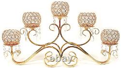 Gold Fortune Crystal Candle Holders Stand with 3 Candelabras for Coffee Table Li