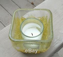 Gold Glitter glass candle holders and glass votive candle inserts