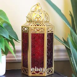 Gold Moroccan Decorative Candle Lantern Holder for Ramadan Decorations, Clear Gl