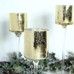 Gold Raised Cylinder Glass Vases Centerpieces and Candle Holders Decorations